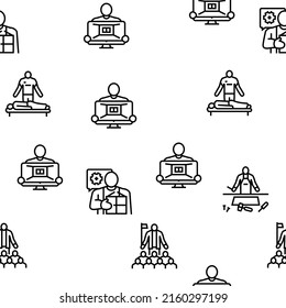 Small Business Entrepreneur Job Vector Seamless Pattern Thin Line Illustration