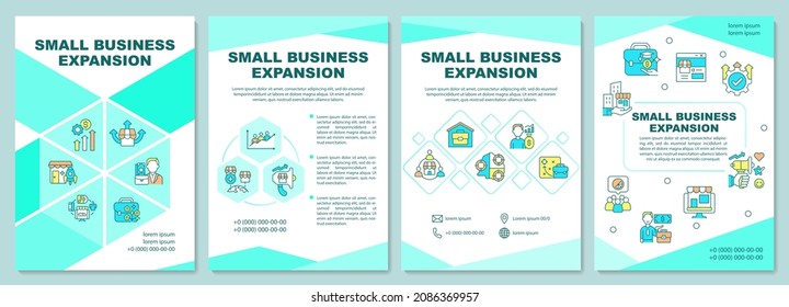 Small Business Expansion Brochure Template. Company Growth. Flyer, Booklet, Leaflet Print, Cover Design With Linear Icons. Vector Layouts For Presentation, Annual Reports, Advertisement Pages