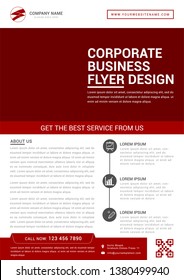 Small business flyer template red. Vector illustration.