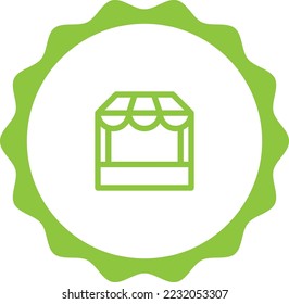 small business green stamp. Symbol, outline icon, tag, badge, label, circle, green white vector round isolated on transparent background.