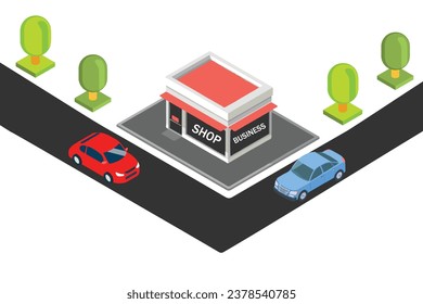 Small business growth. 3D Development with finance report and data money . Isometric style. vector file