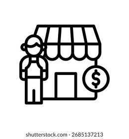 Small Business Icon Outline Vector Illustration