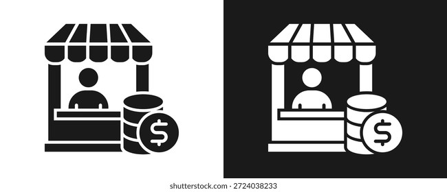 Pequeño Icono De Negocio Conjunto Glifo En Fondo Blanco Y Negro