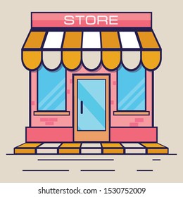 Small business icon.Pink store icon. Shop icon. Flat design. Vector illustration