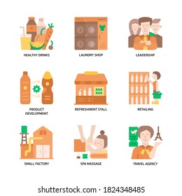 Small business icons set flat style