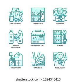 Symbole für kleine Unternehmen setzen Farbverlauf-Stil fest