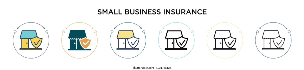 Small business insurance icon in filled, thin line, outline and stroke style. Vector illustration of two colored and black small business insurance vector icons designs can be used for mobile, ui,