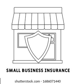 Small Business Insurance Outline Icon. Isolated Line Vector Illustration From Insurance Collection. Editable Thin Stroke Small Business Insurance Icon On White Background