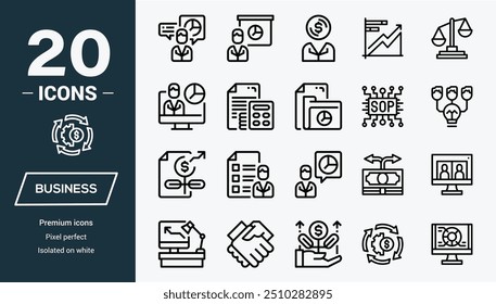 Small business line web icons. growth. Shop, Cafe, Social media. Editable stroke.