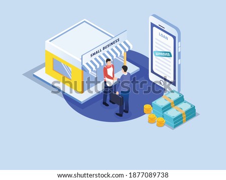 Small business loan online isometric 3d vector concept for banner, website, illustration, landing page, flyer, etc.