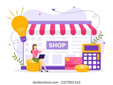 Small Business Loan Vector Illustration with Store Support Protection and Growth to Develop in Flat Cartoon Hand Drawn Background Templates