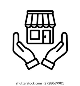 Ilustración vectorial de icono de contorno de negocio Pequeño