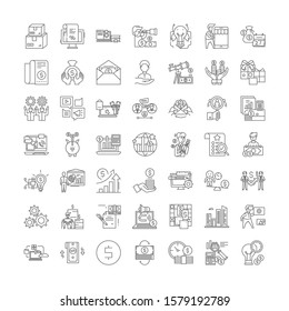 Small business owner linear icons, signs, symbols vector line illustration set