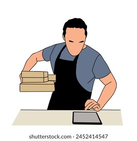 El propietario Pequeño del negocio ordena el Arte vectorial.