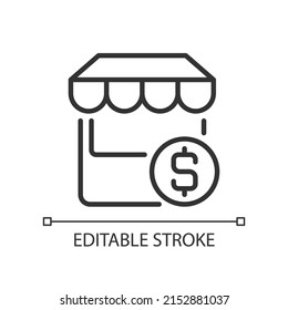 Kleine Geschäftsparameter perfekte Linearsymbol. Kleinstunternehmen. E-Commerce. Gewerbliches Eigentum. Dünne Illustration. Contour-Symbol. Vektorgrafik-Zeichnung. Bearbeitbarer Strich. Arithmetik verwendet