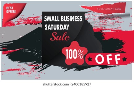 small business saturday 100% Sale square banner template for social media posts, mobile apps, banners design, web or internet ads. new black friday design in 2024
