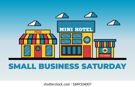 Small Business Saturday is an American shopping holiday held during the Saturday after US Thanksgiving during one of the busiest shopping periods of the year. Poster, card, banner design. Vector EPS10