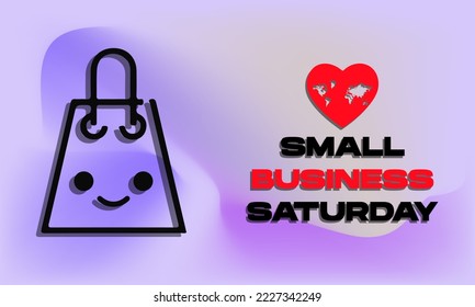 Small Business Saturday With Shops and Gradient Mesh Purple Background. For Poster, Banner, Card Invitation, Social Media