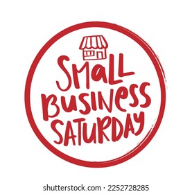 Small business Saturday text icon sign. Shop vector illustration design.