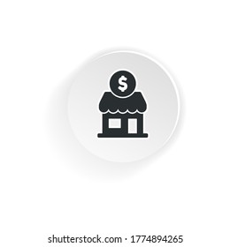 Small business shop icon flat. Store Expenditure. Vector on a white background. EPS 10