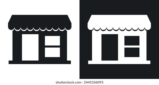 Small Business and Shopping Icons. Local Retail Store and Marketplace Symbols.