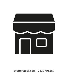 Small Business Store Solid Icon. Retail Shopfront, Local Commerce, And Small Business Representation Silhouette Symbol. Storefront And Marketplace Illustration. Isolated Vector Illustration.
