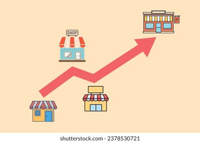 Small business support protection vector illustration. backing startup project or banking loan to start new business, investment or saving to open new shop concept. Growth concept. Flat style