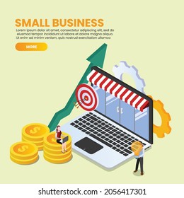 Small Business Team Growth 3d Isometric Vector Illustration Concept For Banner, Website, Landing Page, Ads, Flyer Template