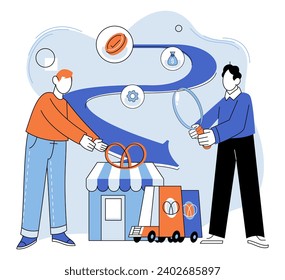 Small business. Vector illustration. Marketing efforts create opportunities for small businesses to reach their target audience and drive sales Professionalism and expertise are essential