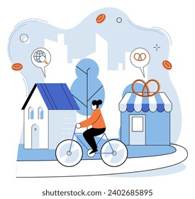 Small business. Vector illustration. The success small business hinges on effective marketing strategies and consumer engagement Commerce serves as backbone economy, facilitating trade and business