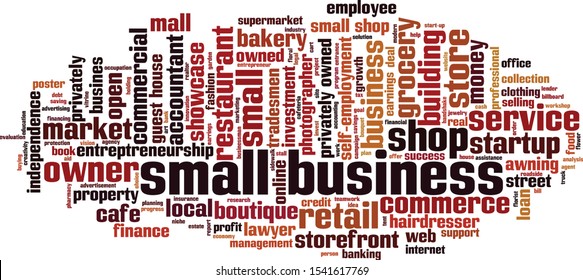 Small business word cloud concept. Collage made of words about small business. Vector illustration 