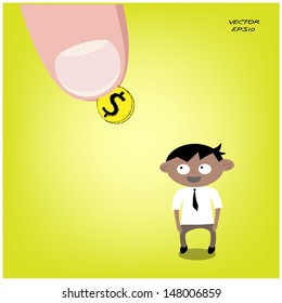 small businessman and big finger , business concept ,vector