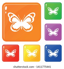 Small butterfly icons set collection vector 6 color isolated on white background