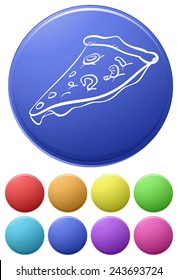 Small buttons and a big button with a pizza