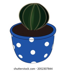 Cactus pequeños en punto de polka azul
