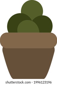 Small cactus in brown pot, illustration, on a white background.