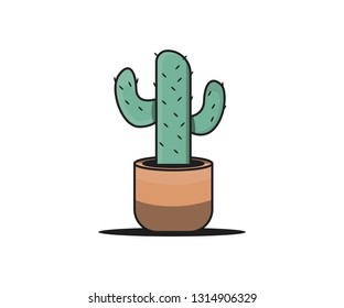 Small Cactus Flat Illustration for Icon or Vector