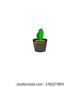 
small cactus trees and small pots to beautify the room. cactus in pot, flat design vector