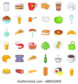 Small cafe icons set. Cartoon style of 36 small cafe vector icons for web isolated on white background