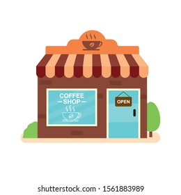 Small cafe vector illustration with flat design isolated on white background