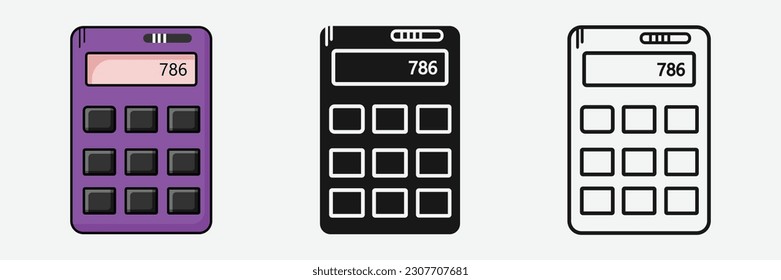 Small calculator icon in filled, thin line, outline and stroke style. Vector illustration of colored and black small calculator vector icons designs can be used for mobile, UI.