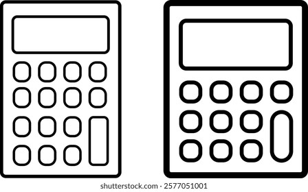 Small calculator icon in filled, thin line, outline and stroke style, Budget Rounded Line Icon
