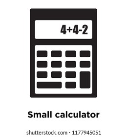 Small calculator icon vector isolated on white background, logo concept of Small calculator sign on transparent background, filled black symbol