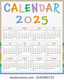 Small calendar 2025 in decorative frame