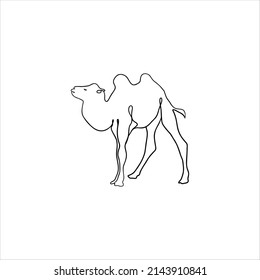 small camel one line vector illustration isolated on white background. camel linear vector