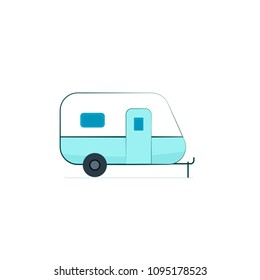 Small camper rv trailer icon. Camping clip art isolated on white background