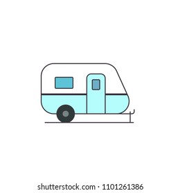 Small camper rv trailer icon. Camping clip art isolated on white background