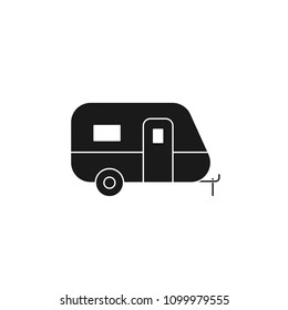 Small camper rv trailer silhouette. Camping clip art isolated on white background
