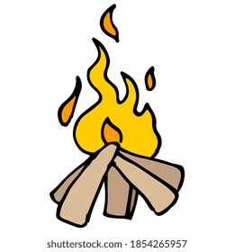 Small campfire image of doodle icon. vector illustration of cartoon doodle sticker draw
