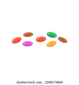 Small candies for creating your own ice cream. Candies cartoon illustration. Summer, sundae concept